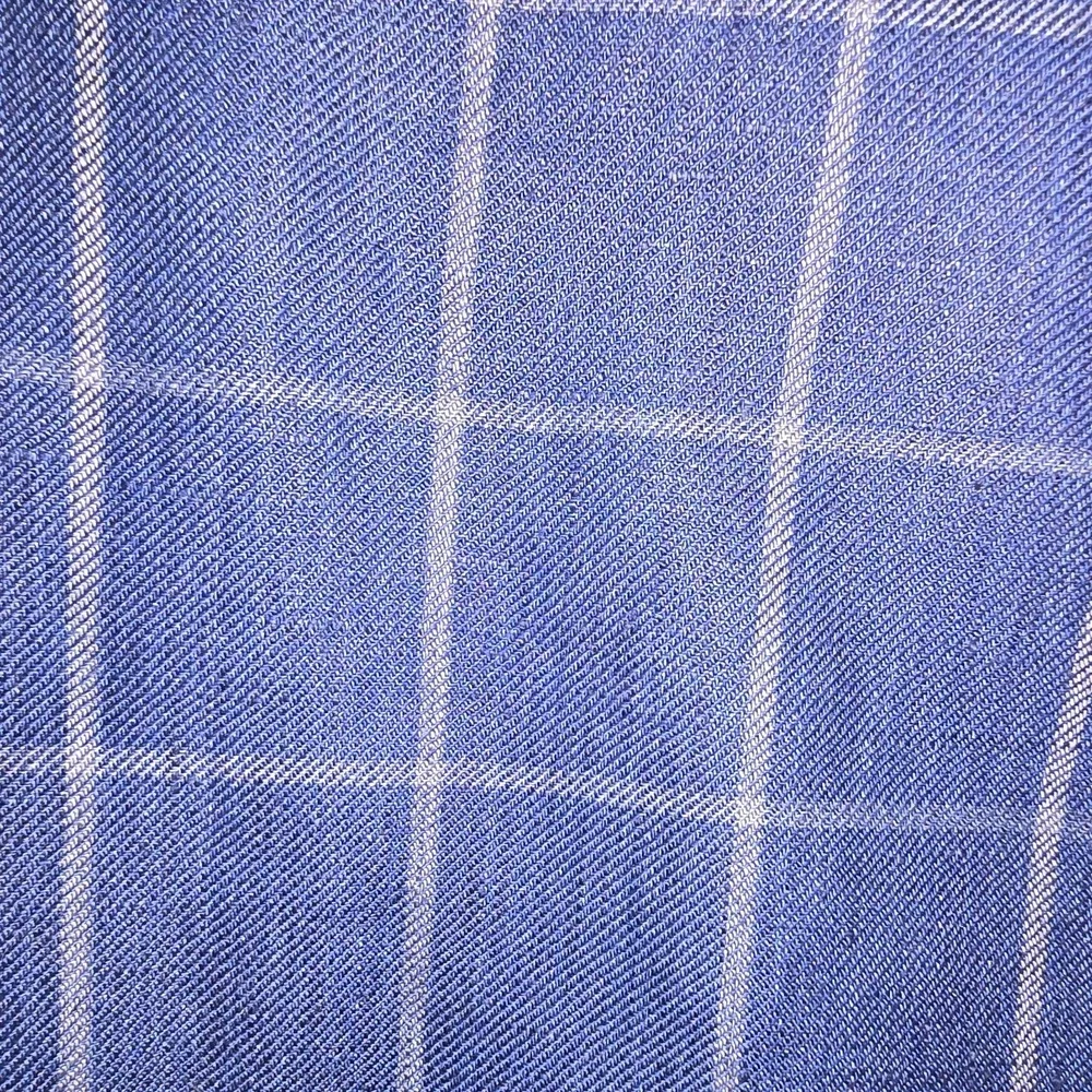 Ralph Lauren 100% Linen Blazer Mens 46L, Blue‎ Windowpane Plaid, 2 Button, Notch
